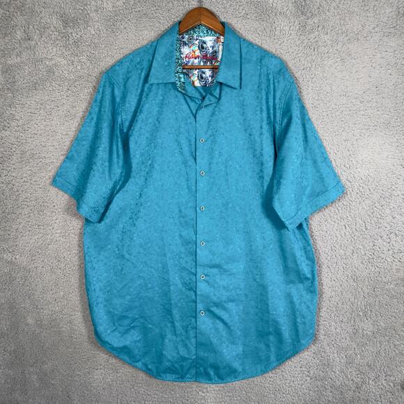 Robert Graham Shirt Men 1XLT Blue Button Up Geometric - Picture 1 of 9